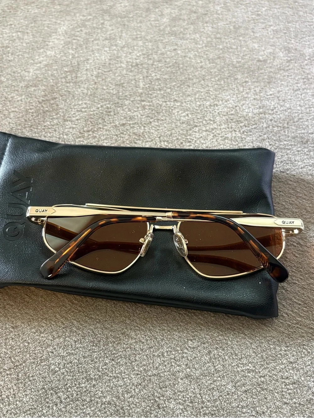 Quay Australia Gold Frame Orange Lens Women's Sunglasses
